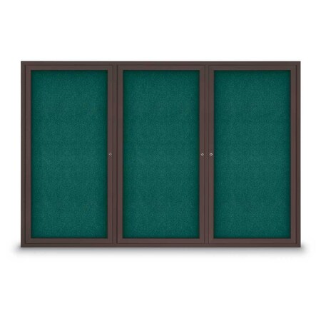 United Visual Products Sliding Door Indoor Enclosed Corkboard, 9 UV9029ACS-WHITE-SURF